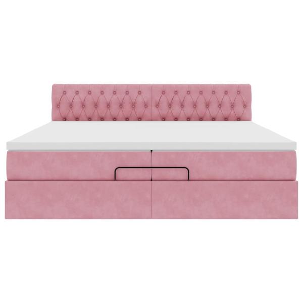 Ottoman-Bett mit Matratze Rosa 200x200 cm Samt