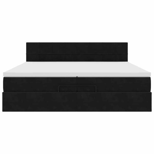 Ottoman-Bett mit Matratze Schwarz 200x200 cm Samt