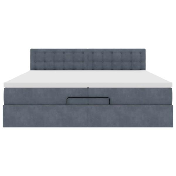 Ottoman-Bett mit Matratze Dunkelgrau 200x200 cm Samt