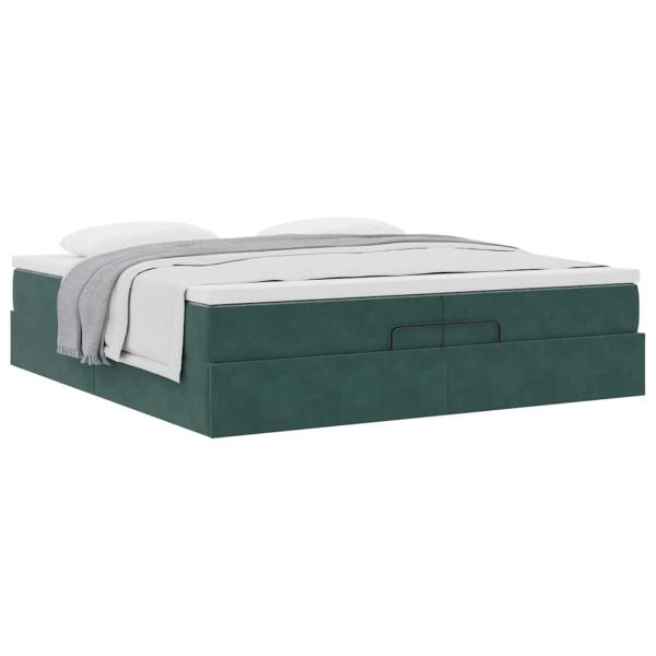 Ottoman-Bett mit Matratzen Dunkelgrün 200x200 cm Samt