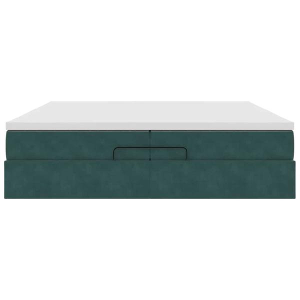 Ottoman-Bett mit Matratzen Dunkelgrün 200x200 cm Samt