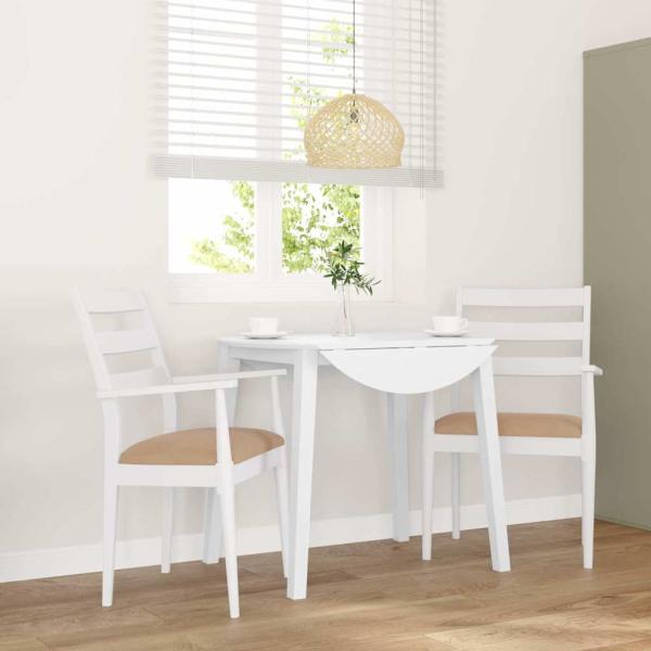 ARDEBO.de - Esszimmerstühle mit Kissen 2 Stk. Weiß Massivholz Gummibaum