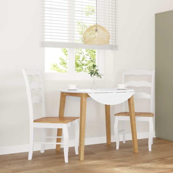 ARDEBO.de - Esszimmerstühle 2 Stk. Weiß Massivholz Gummibaum