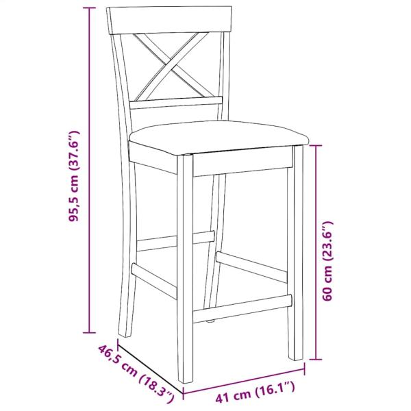 Barhocker mit Kissen 2 Stk. Braun Massivholz Gummibaum