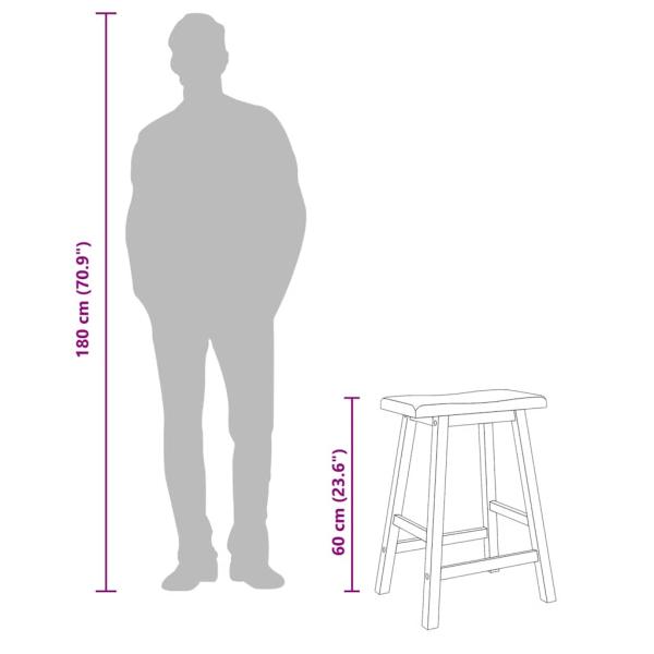 Barhocker 2 Stk. Weiß Massivholz Gummibaum