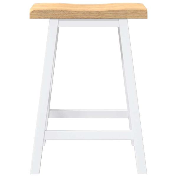 Barhocker 2 Stk. Weiß Massivholz Gummibaum