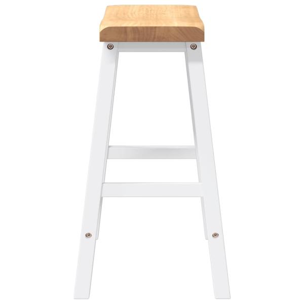 Barhocker 2 Stk. Weiß Massivholz Gummibaum