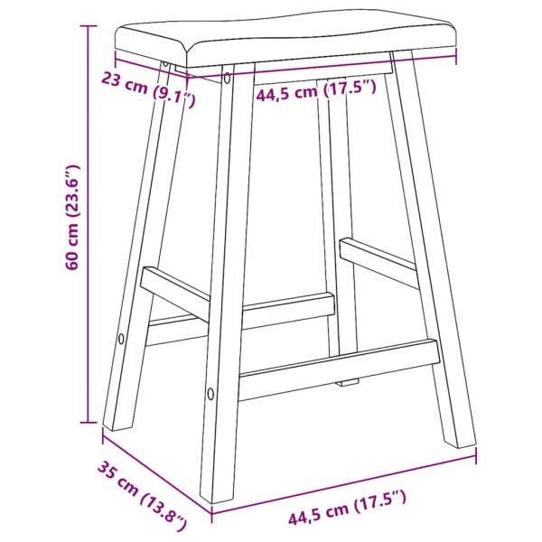 Barhocker 2 Stk. Weiß Massivholz Gummibaum