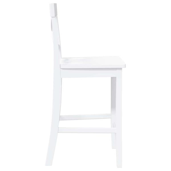 Barhocker 2 Stk. Weiß Massivholz Gummibaum