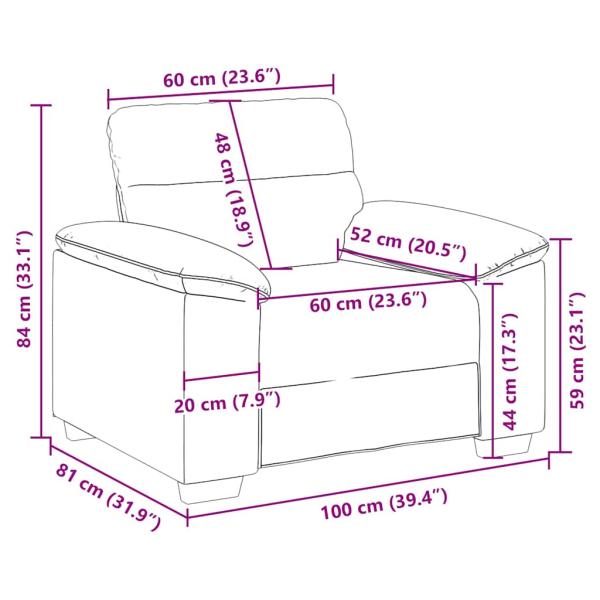 Sessel Grau 60 cm Kunstleder