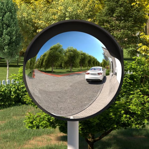 ARDEBO.de - Verkehrsspiegel Konvex Outdoor Schwarz Ø45 cm Polycarbonat