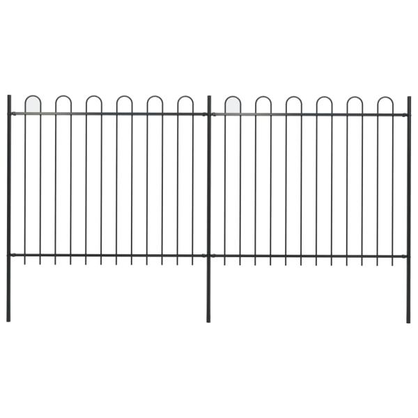 ARDEBO.de - Gartenzaun mit Bügel-Design Stahl 3,4 x 1,5 m Schwarz