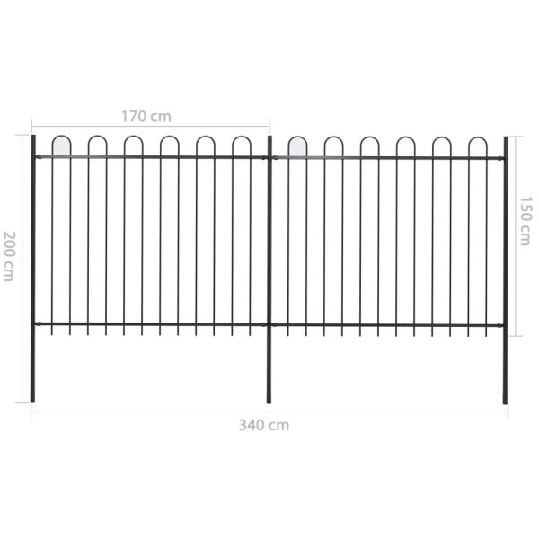 Gartenzaun mit Bügel-Design Stahl 3,4 x 1,5 m Schwarz