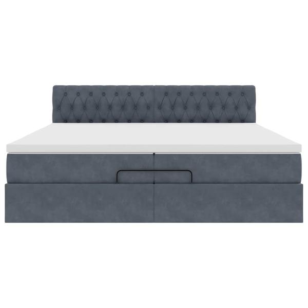 Ottoman-Bett mit Matratzen & LEDs Dunkelgrau 200x200 cm Samt