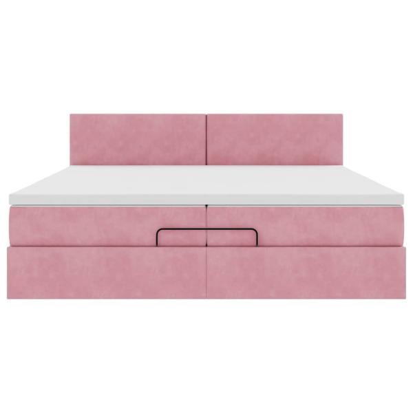 Ottoman-Bett mit Matratzen & LEDs Rosa 200x200 cm Samt