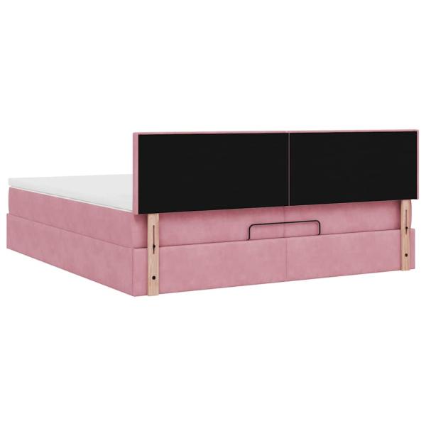 Ottoman-Bett mit Matratzen & LEDs Rosa 200x200 cm Samt