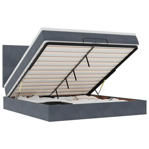 Ottoman-Bett mit Matratzen & LEDs Dunkelgrau 200x200 cm Samt