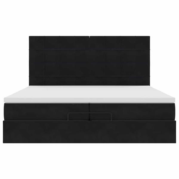 Ottoman-Bett mit Matratzen Schwarz 200x200 cm Samt