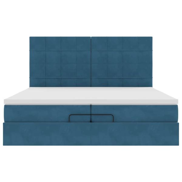 Ottoman-Bett mit Matratzen Dunkelblau 200x200 cm Samt
