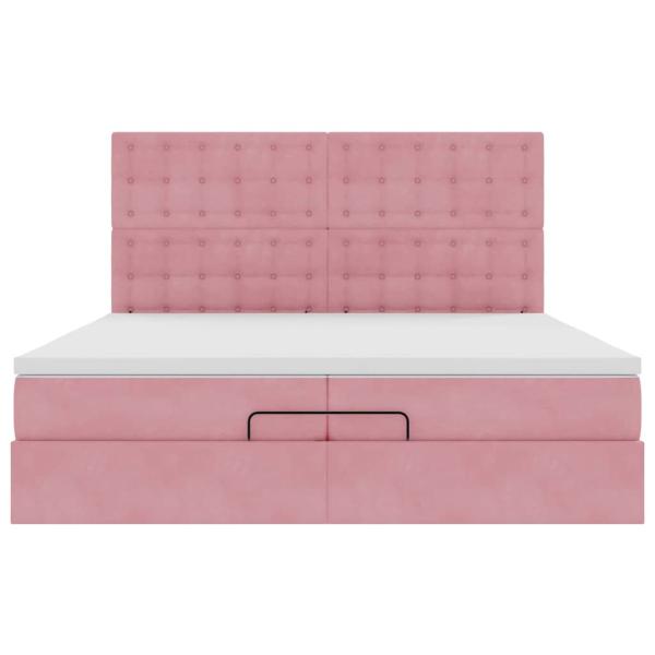Ottoman-Bett mit Matratzen Rosa 200x200 cm Samt