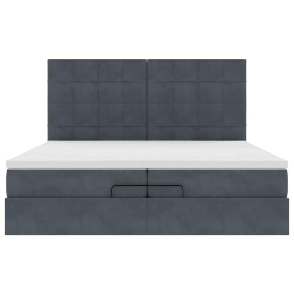 Ottoman-Bett mit Matratzen & LEDs Dunkelgrau 200x200 cm Samt