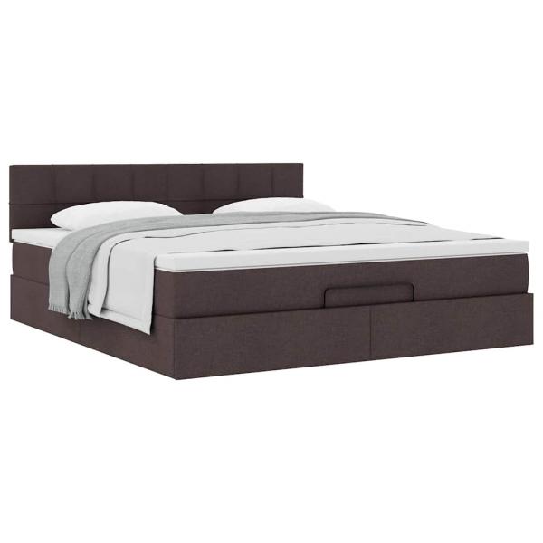 Ottoman-Bett mit Matratze Dunkelbraun 160x200 cm Stoff