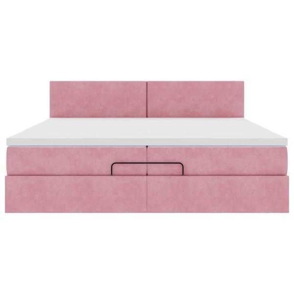 Ottoman-Bett mit Matratze Rosa 200x200 cm Samt