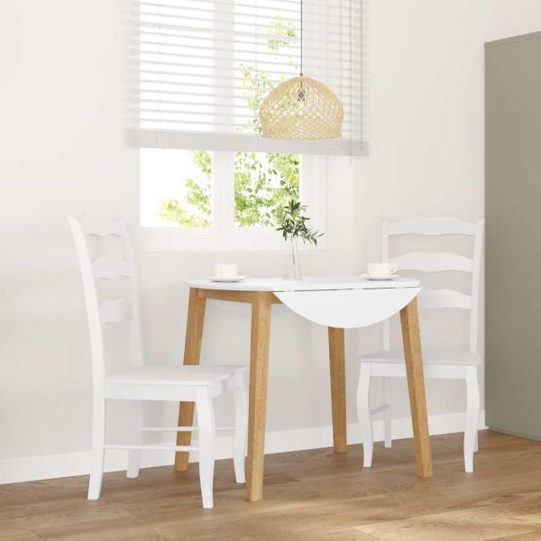 ARDEBO.de - Esszimmerstühle 2 Stk. Weiß Massivholz Gummibaum