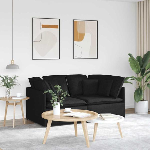 ARDEBO.de - Modulares Sofa mit Kissen Stoff Schwarz