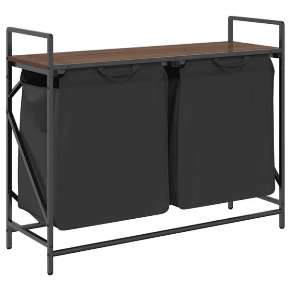 Wäschekorb 2 Fächer mit Ablage Braun Eichen-Optik