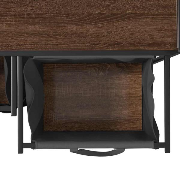 Wäschekorb 2 Fächer mit Ablage Braun Eichen-Optik