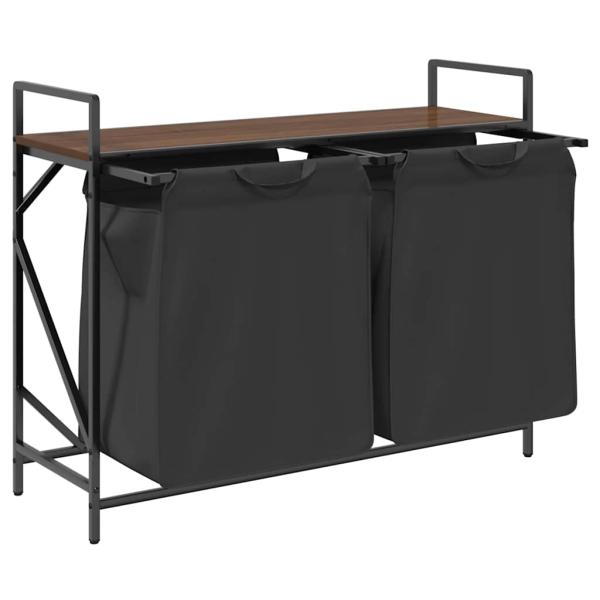 Wäschekorb 2 Fächer mit Ablage Braun Eichen-Optik