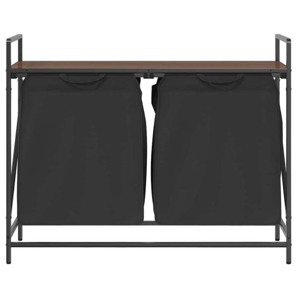 Wäschekorb 2 Fächer mit Ablage Braun Eichen-Optik