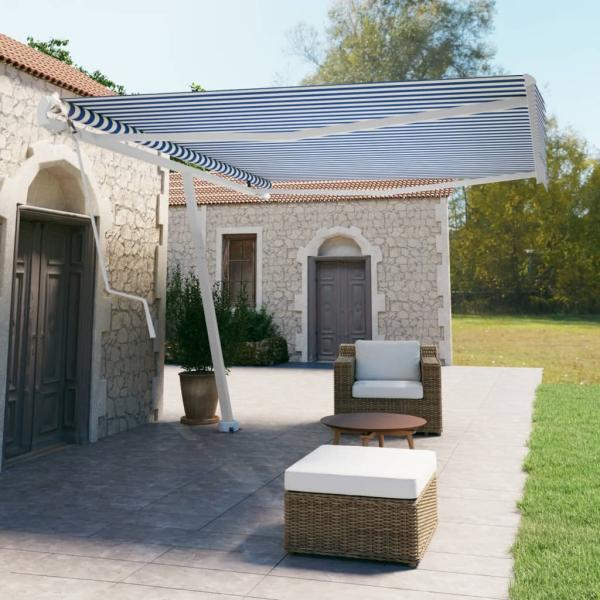 ARDEBO.de - Standmarkise Automatisch 500x350 cm Blau & Weiß