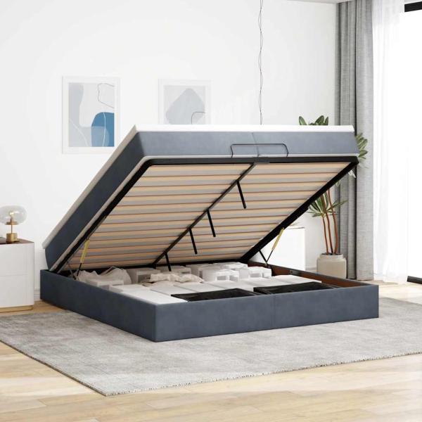 ARDEBO.de - Ottoman-Bett mit Matratzen Dunkelgrau 200x200 cm Samt