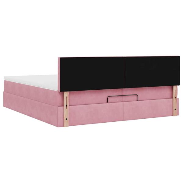 Ottoman-Bett mit Matratzen & LEDs Rosa 200x200 cm Samt