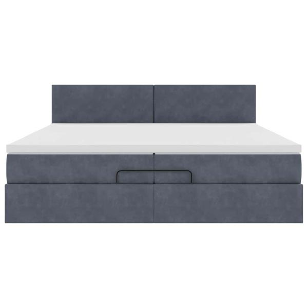 Ottoman-Bett mit Matratzen & LEDs Dunkelgrau 200x200 cm Samt