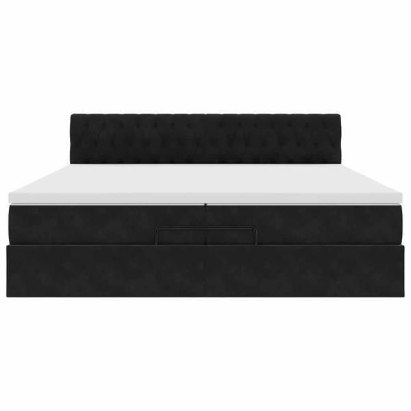 Ottoman-Bett mit Matratzen & LEDs Schwarz 200x200 cm Samt