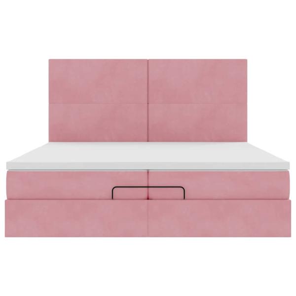 Ottoman-Bett mit Matratzen & LEDs Rosa 200x200 cm Samt