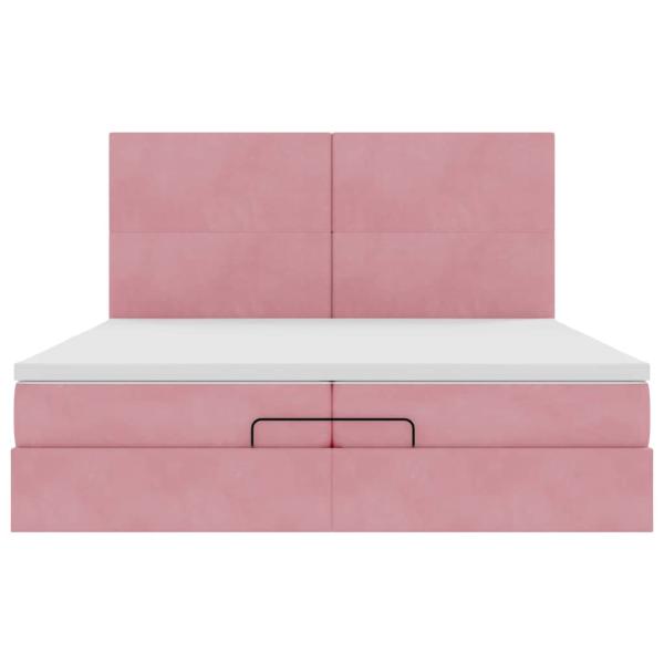 Ottoman-Bett mit Matratzen Rosa 200x200 cm Samt