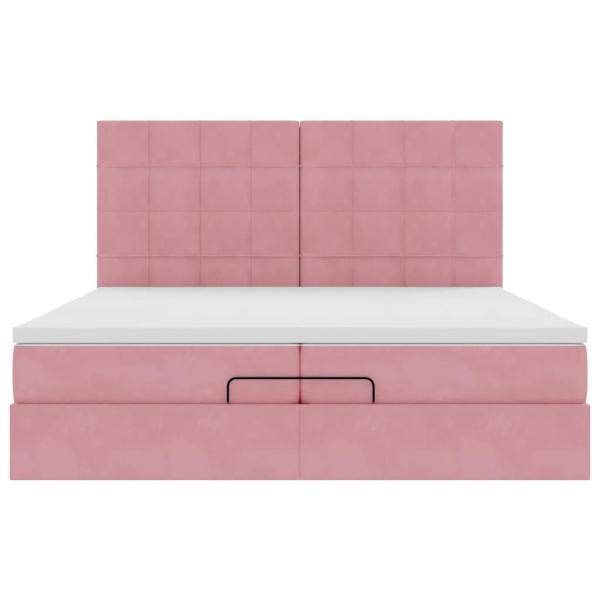 Ottoman-Bett mit Matratzen Rosa 200x200 cm Samt