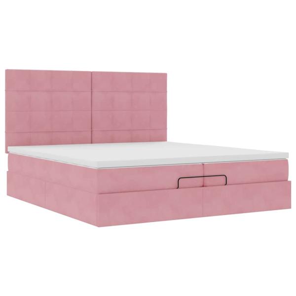 Ottoman-Bett mit Matratzen & LEDs Rosa 200x200 cm Samt