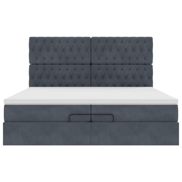 Ottoman-Bett mit Matratzen & LEDs Dunkelgrau 200x200 cm Samt