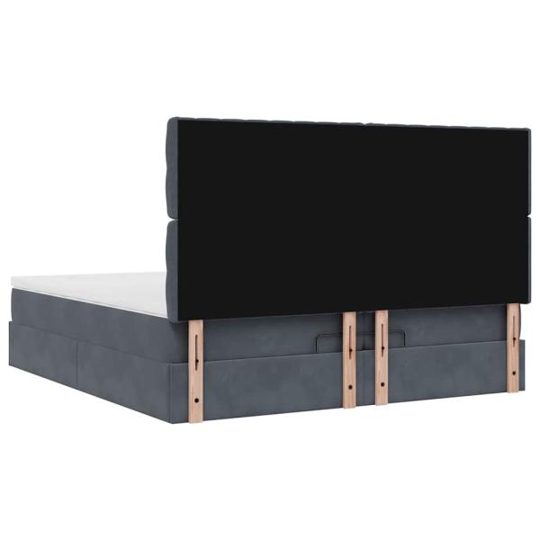 Ottoman-Bett mit Matratzen & LEDs Dunkelgrau 200x200 cm Samt