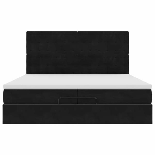 Ottoman-Bett mit Matratzen & LEDs Schwarz 200x200 cm Samt