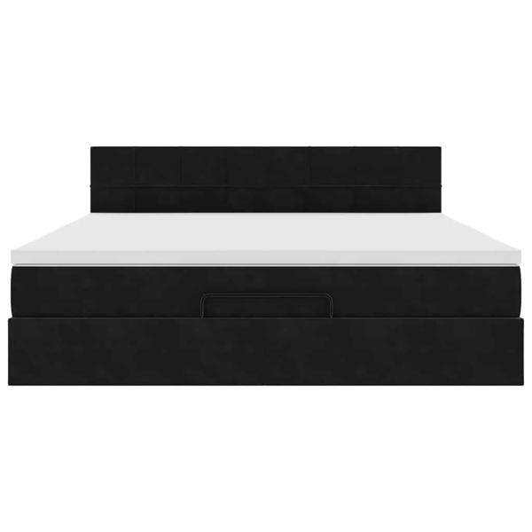 Ottoman-Bett mit Matratze & LEDs Schwarz 180x200 cm Samt
