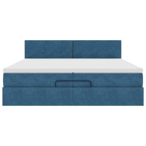 Ottoman-Bett mit Matratze Dunkelblau 200x200 cm Samt