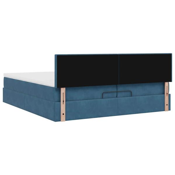 Ottoman-Bett mit Matratze Dunkelblau 200x200 cm Samt