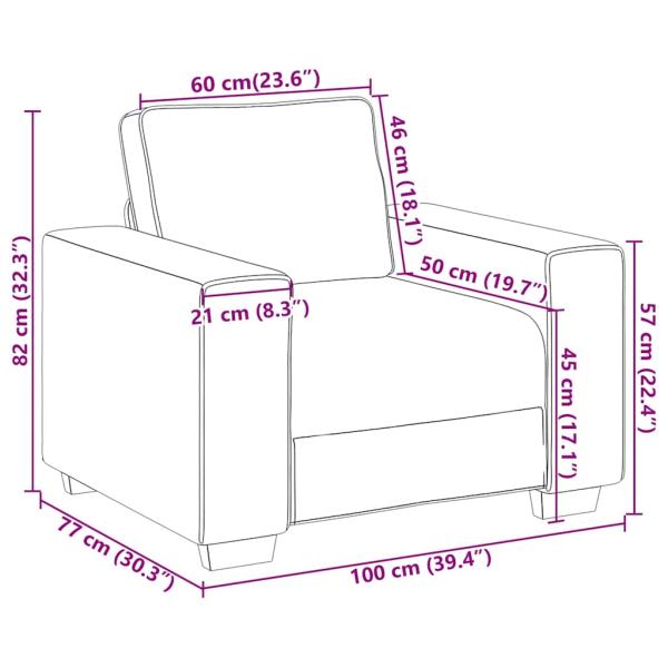 ARDEBO.de - Sessel Hellgrau 60 cm Stoff