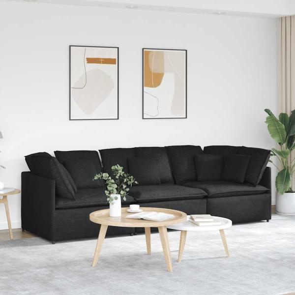 ARDEBO.de - Modulares Sofa mit Kissen Stoff Schwarz